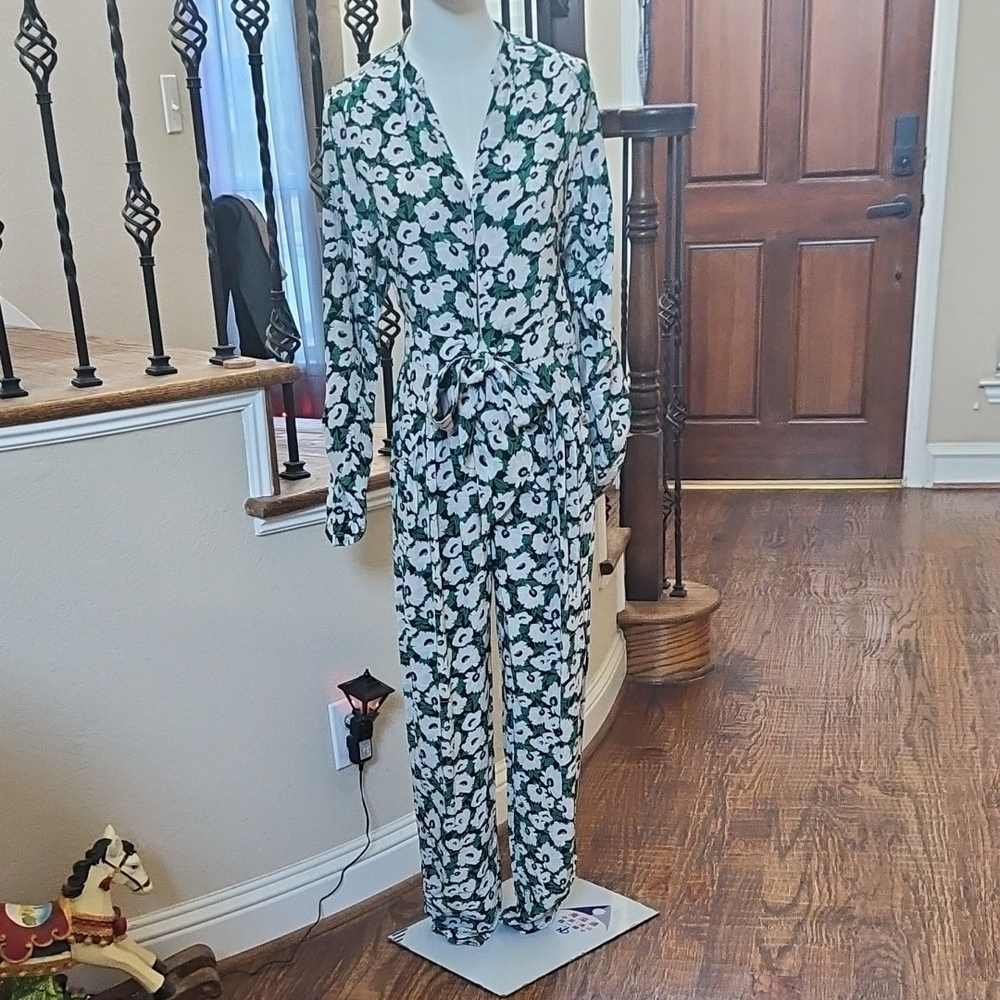 Stella McCartney Green and White Floral Jumpsuit